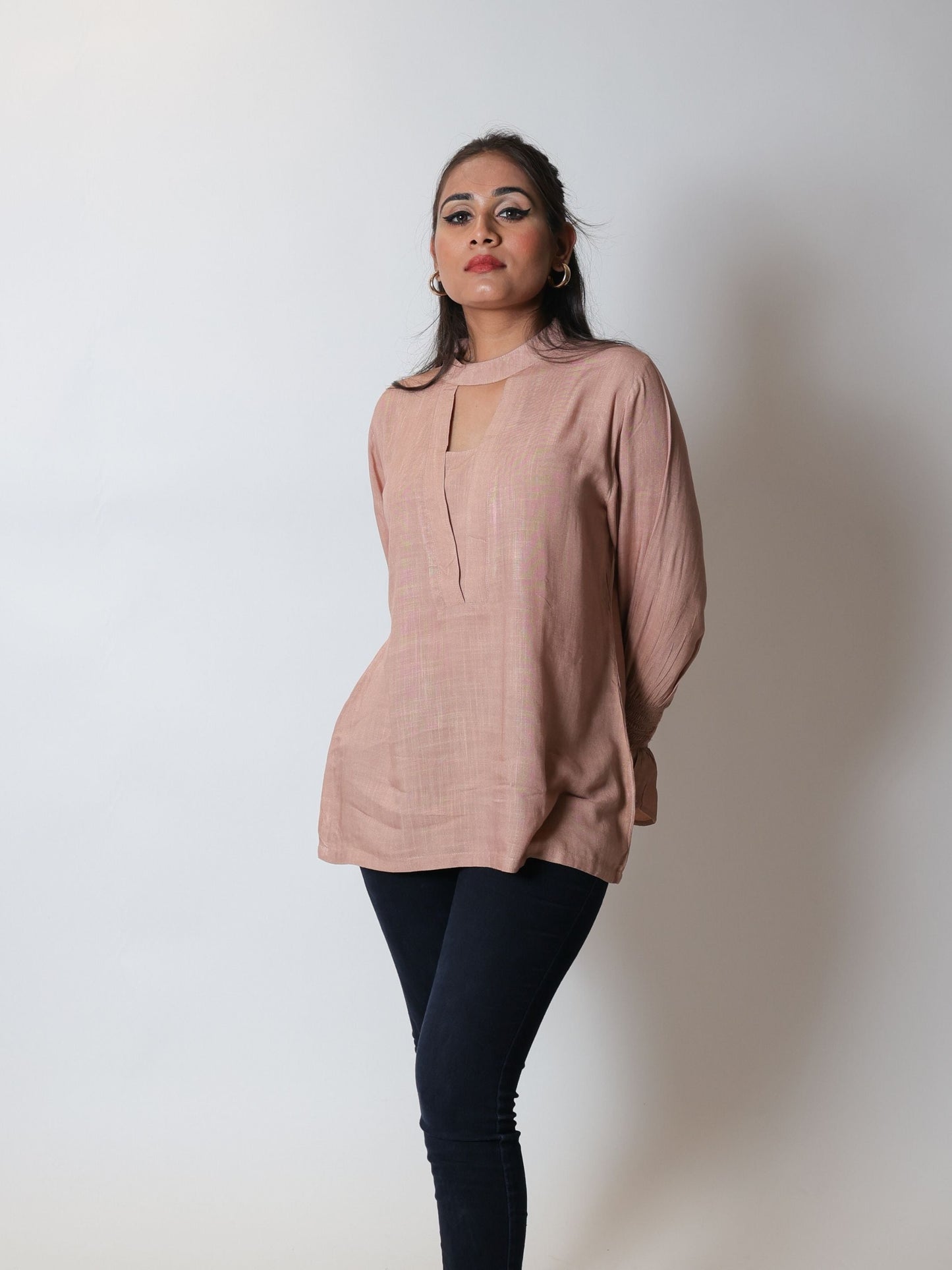 Sandy Brown Long Blouse Top is a gorgeous, smocked sleeve top, with a soft and comfortable feel.
