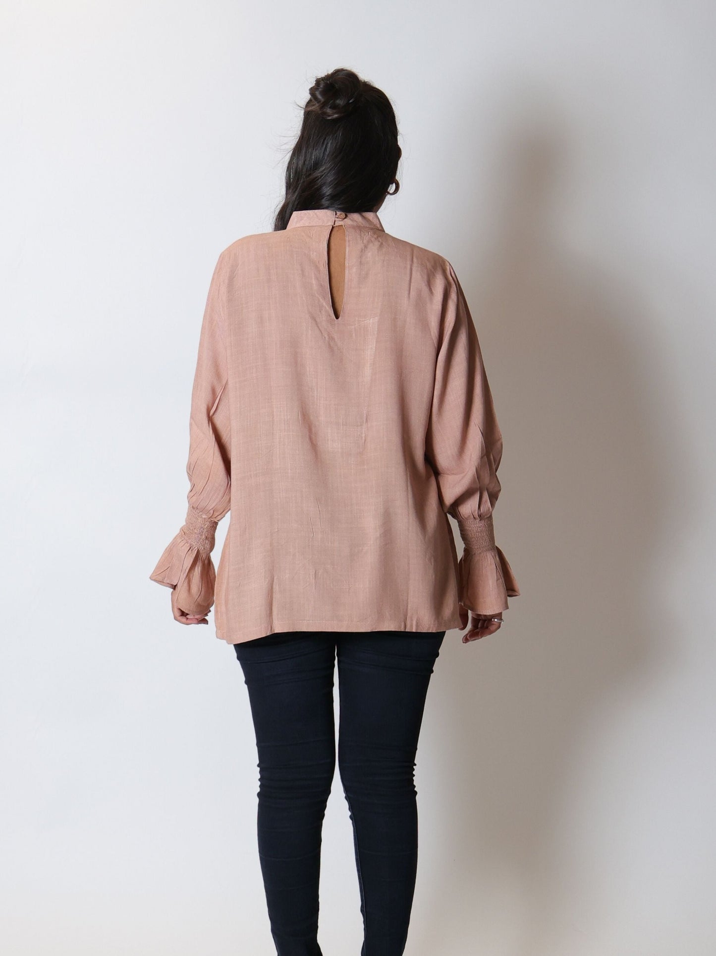 Sandy Brown Long Blouse Top is a gorgeous, smocked sleeve top, with a soft and comfortable feel.