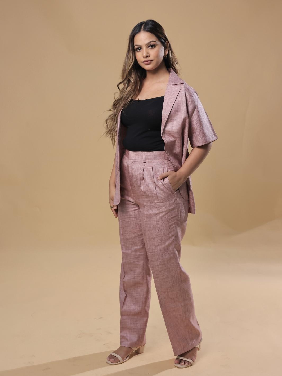 City Girl Pink Coat Pant Co Ord Set