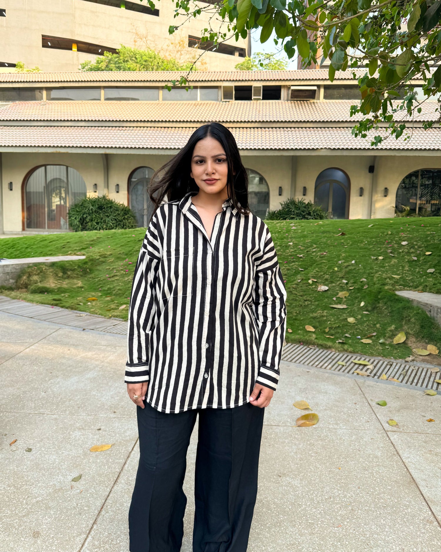 Shop striped block-printed cotton shirts for women – breathable summer wear ideal for office outfits and casual outings. Lightweight, stylish, and perfect for everyday comfort.