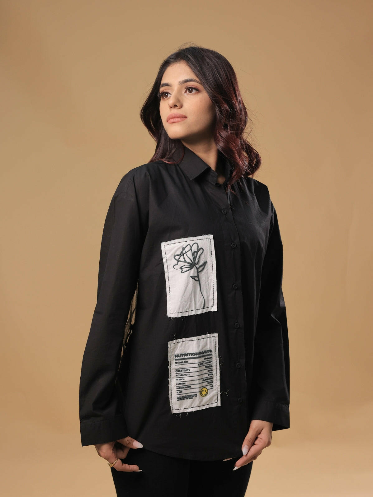 ✰over print✰【新品同様】✰patch shirts black ✰over print✰【新品同様】✰patch shirts black