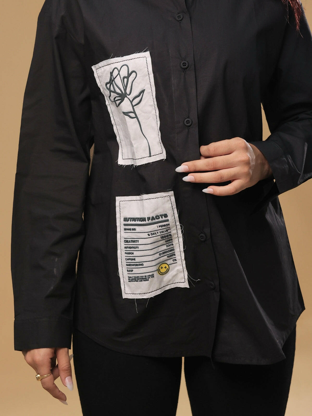 ✰over print✰【新品同様】✰patch shirts black ✰over print✰【新品同様】✰patch shirts black