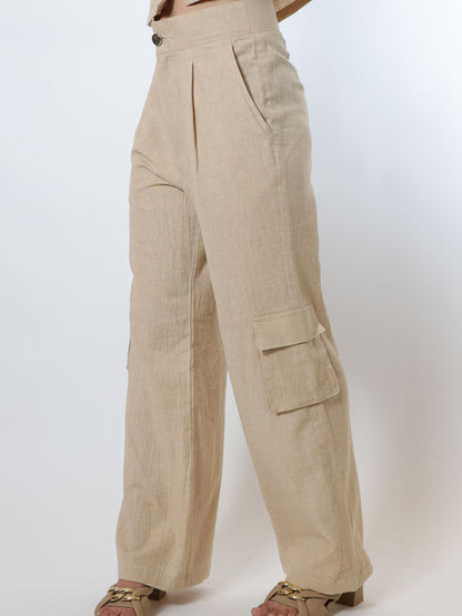 Sand Beige Shirt Cargo Pant Co Ord Set