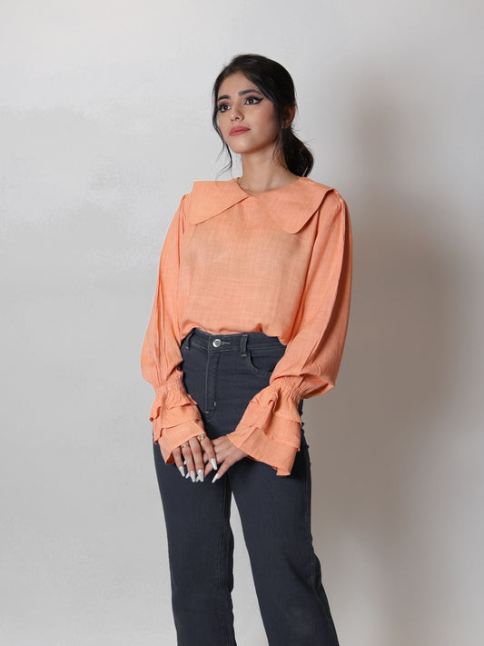 Coral Peach long Blouse Top